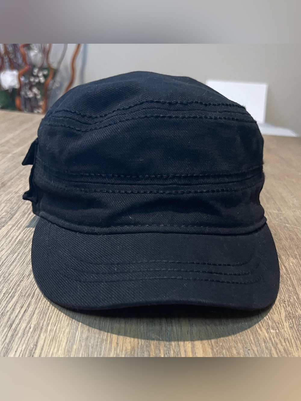 Target Black Military Cadet Cap with Snap Pocket - Picture 4 of 8
